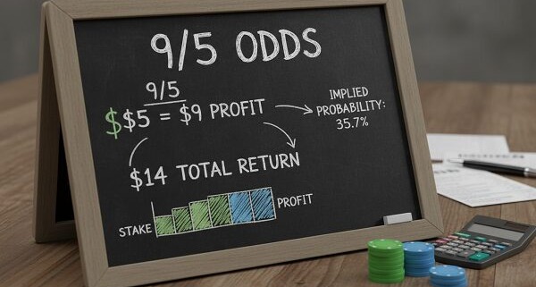 odds of 9/5 explained on a blackboard