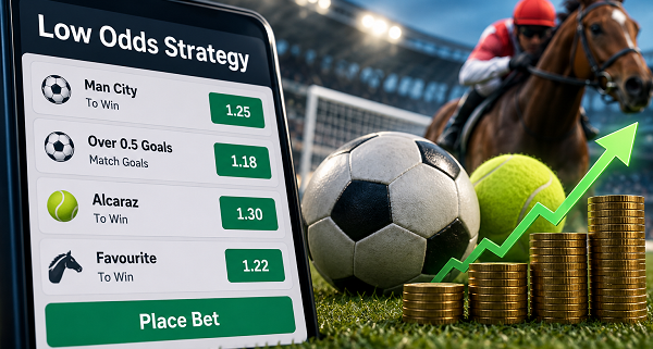 odds on screen, football and tennis ball next to coins