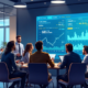 group in office sat round table looking at prediction market screen