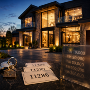 luxury house, keys and percentages