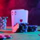 poker table, two aces and poker chips