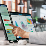 woman trading on screens